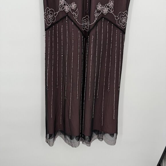 JS Collection Black & Pink Beaded Formal Dress Size US 10 Y2k - Picture 3 of 12